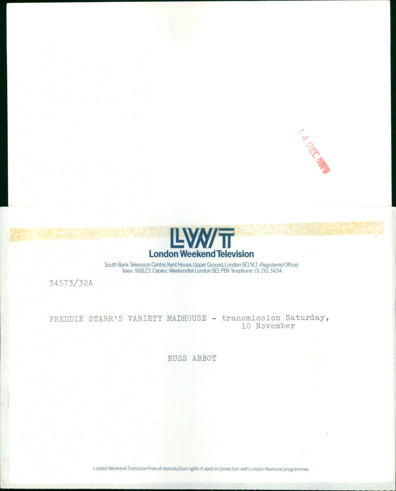 Russ Abbot - Vintage Photograph