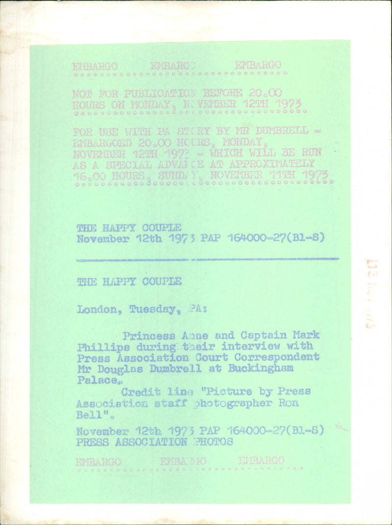 Princess Anne & Captain Mark Phillips - Vintage Photograph