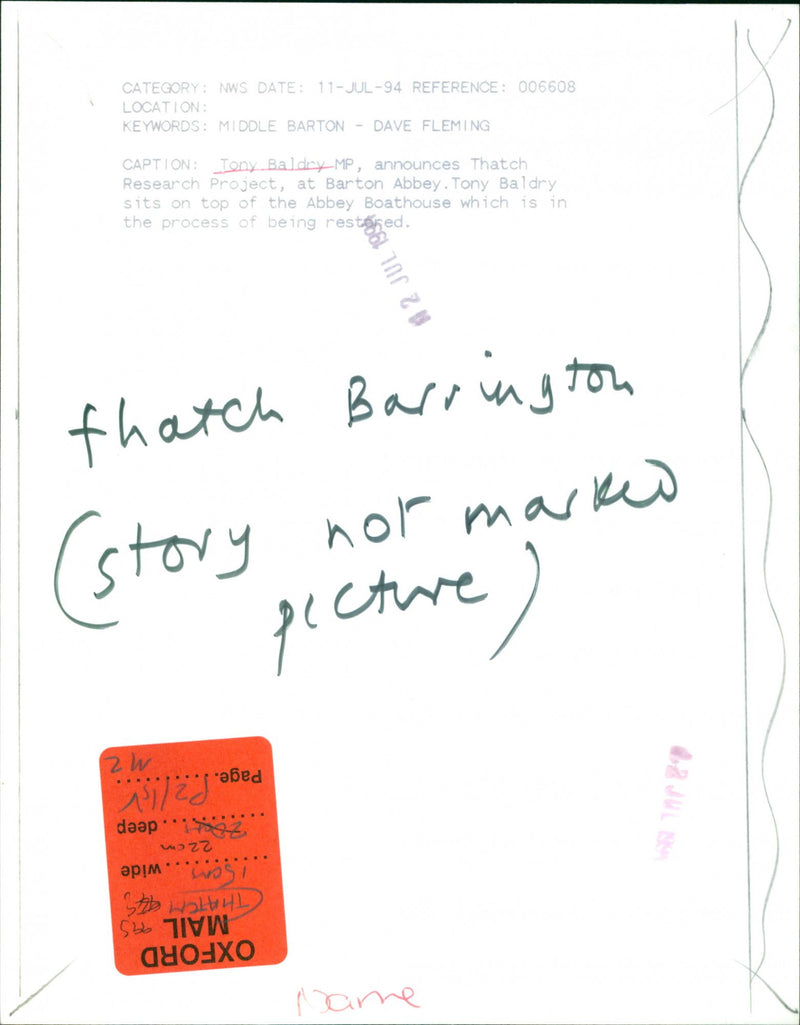 Tony Baldry MP - Vintage Photograph