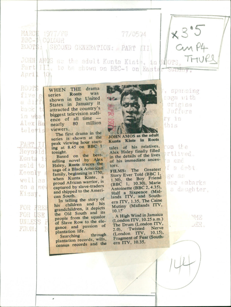 John Amos in Roots - Vintage Photograph