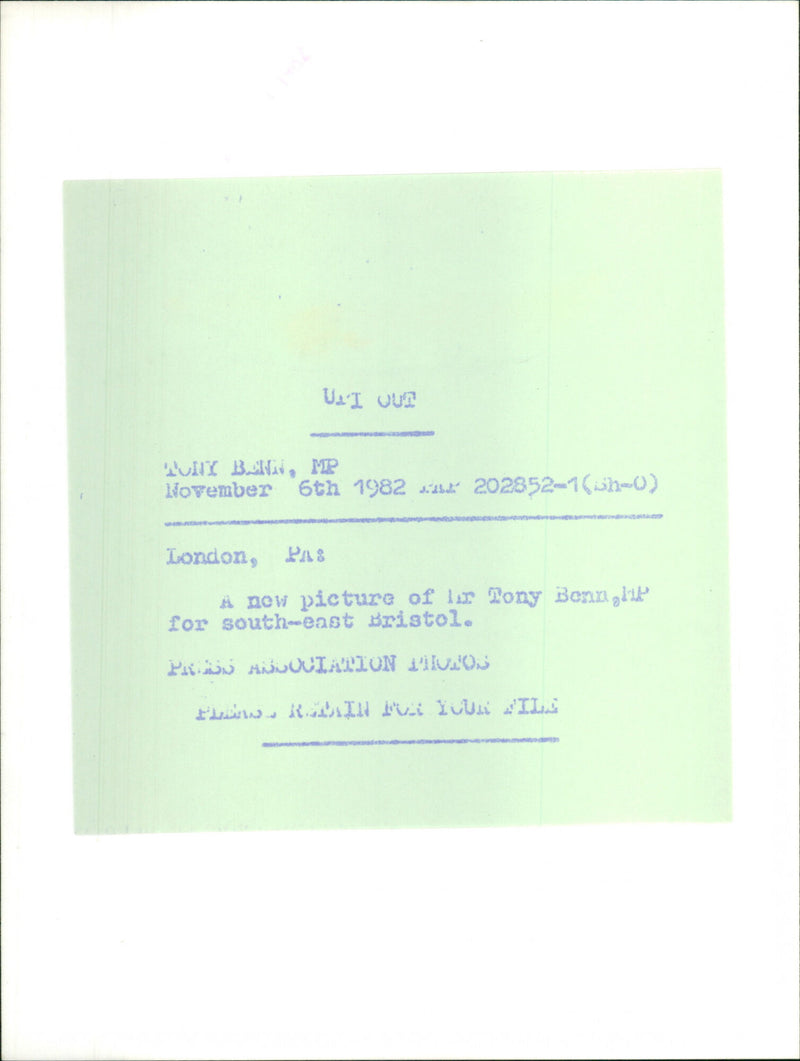 Tony Benn - Vintage Photograph