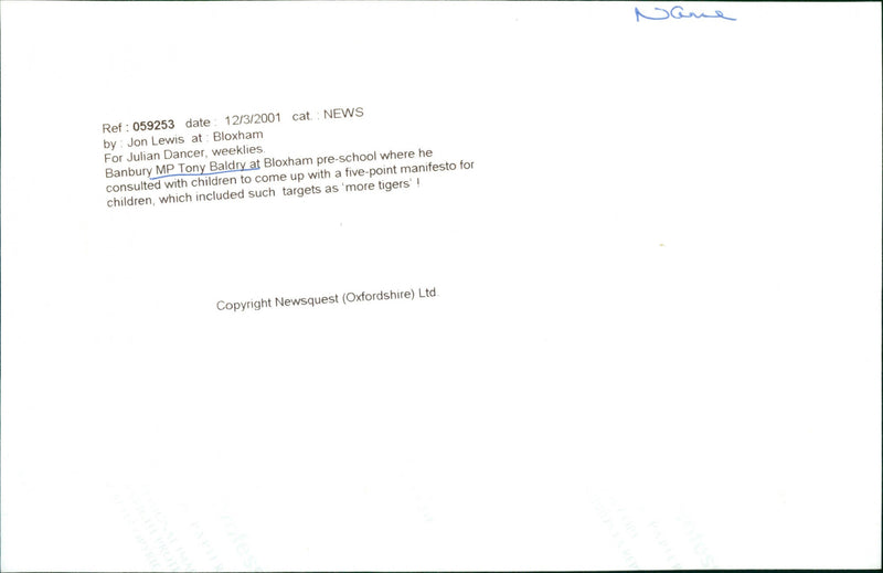 Tony Baldry MP - Vintage Photograph