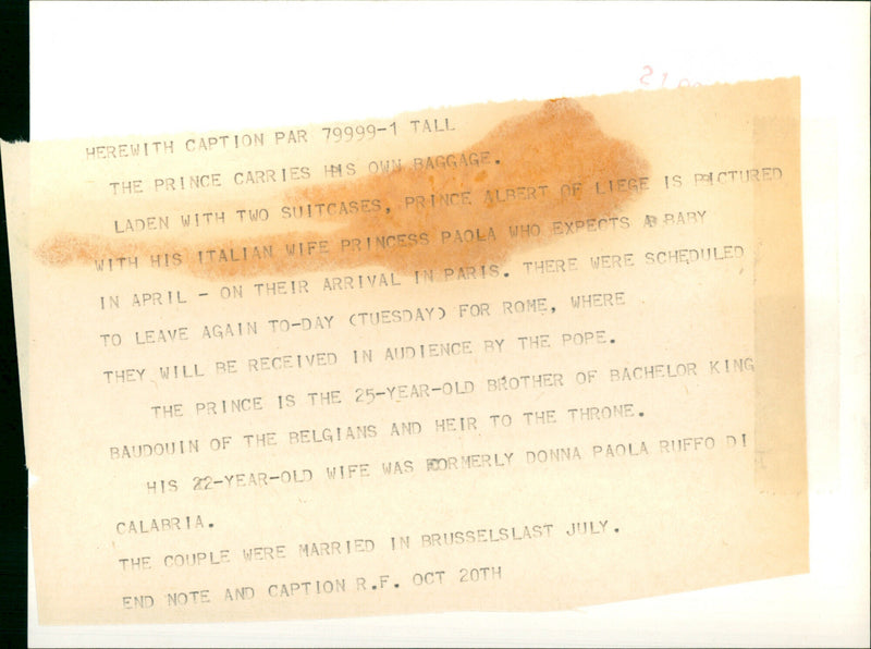 Prince Albert of Liege with Princess Paola - Vintage Photograph