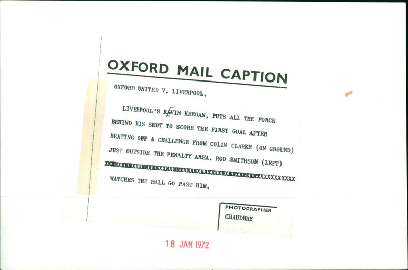 Kevin Keegan - Vintage Photograph