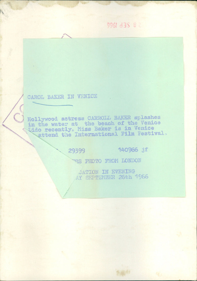 Carroll Baker - Vintage Photograph