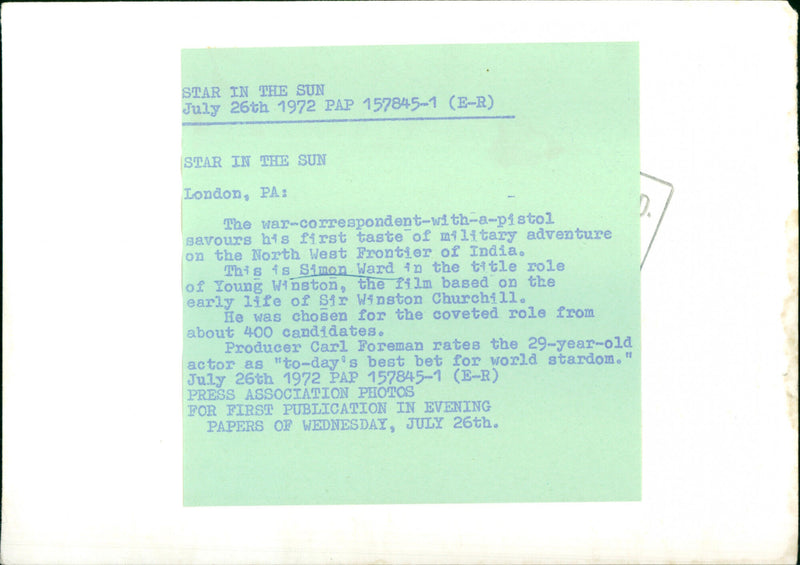 Simon Ward - Vintage Photograph