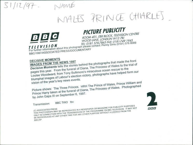 Charles, Prince of Wales - Vintage Photograph