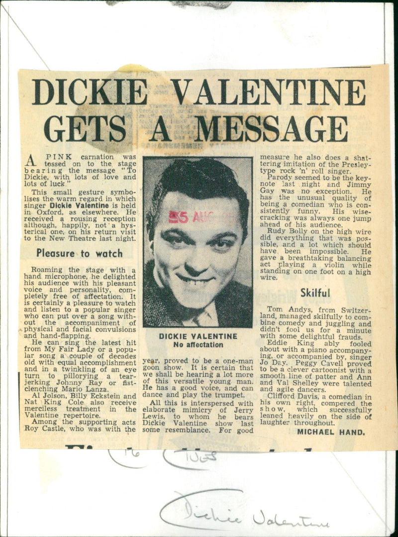 Dickie Valentine - Vintage Photograph