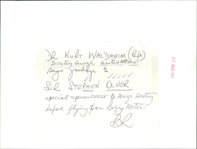 Kurt Waldheim and Stephen Olver - Vintage Photograph