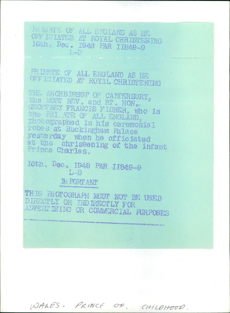 Rt. Hon. Geoffrey Francis Fisher - Vintage Photograph