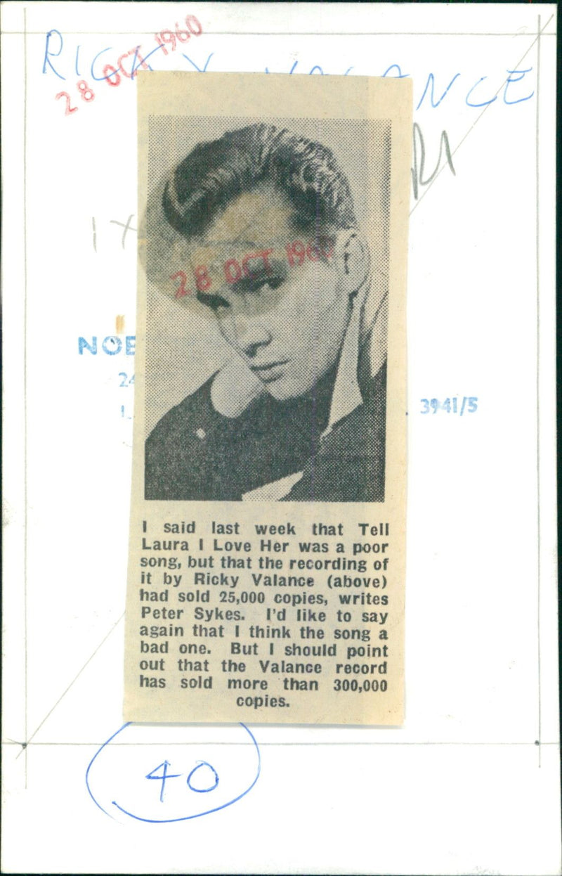 Ricky Valance - Vintage Photograph