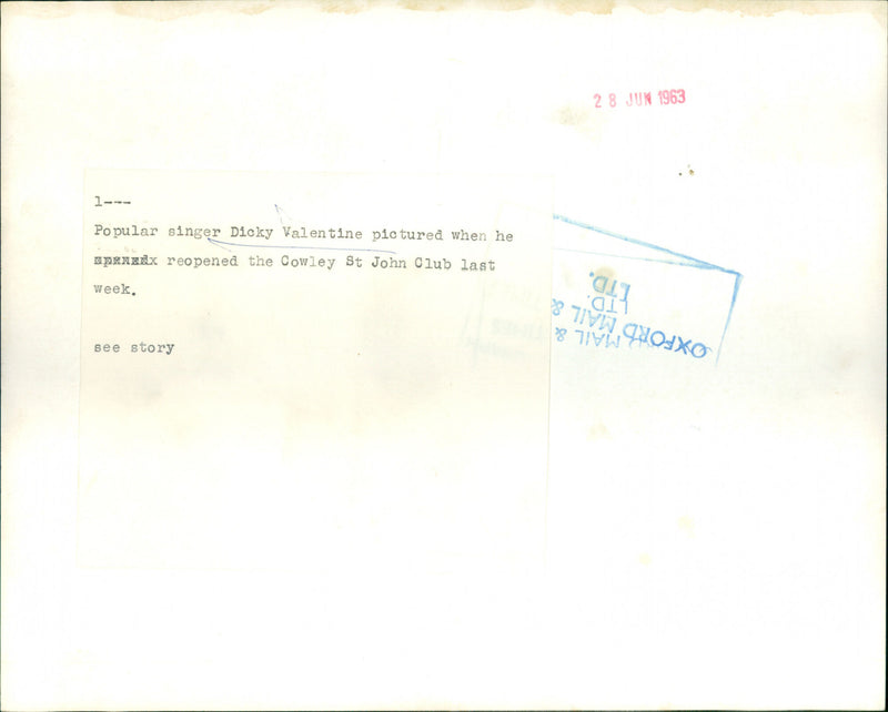 Dicky Valentine - Vintage Photograph