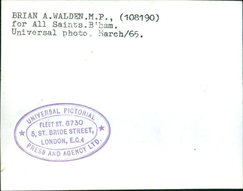 Brian Walden - Vintage Photograph