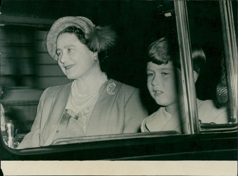 Prince Charles beside Queen Elizabeth the Queen Mother - Vintage Photograph