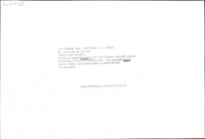 Hamish Thompson - Vintage Photograph