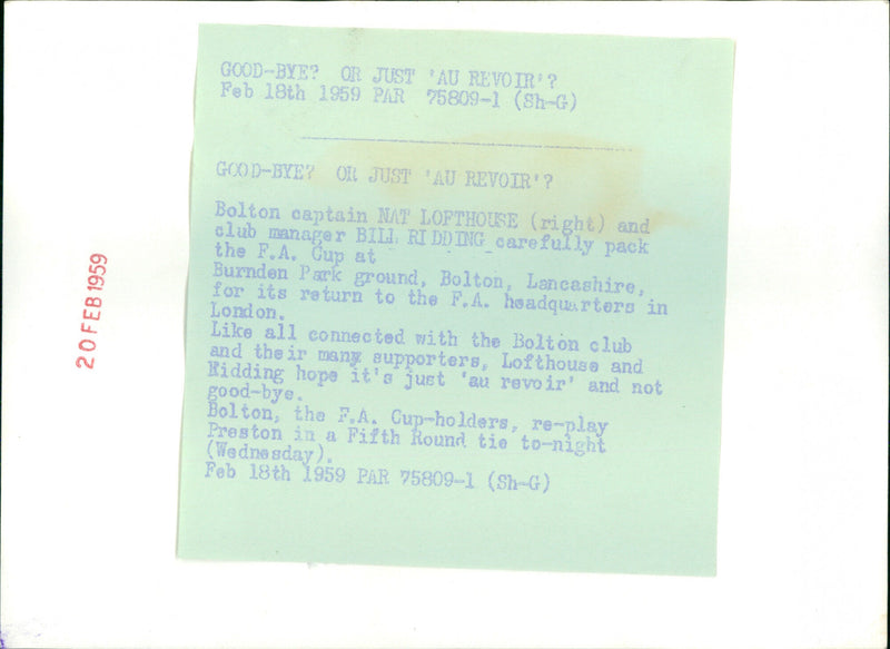 Nat Lofthouse - Vintage Photograph