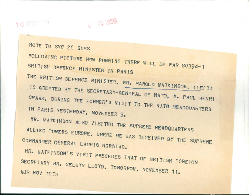 Harold Watkinson - Vintage Photograph