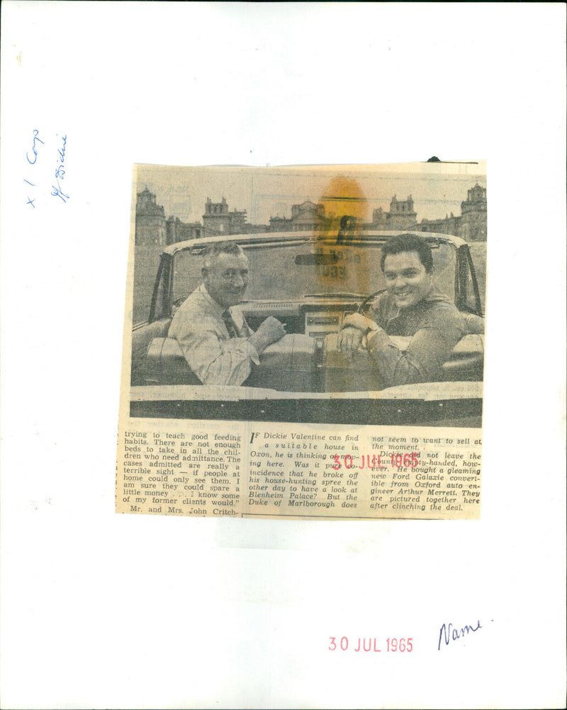 Dickie Valentine and Arthur Merrett - Vintage Photograph