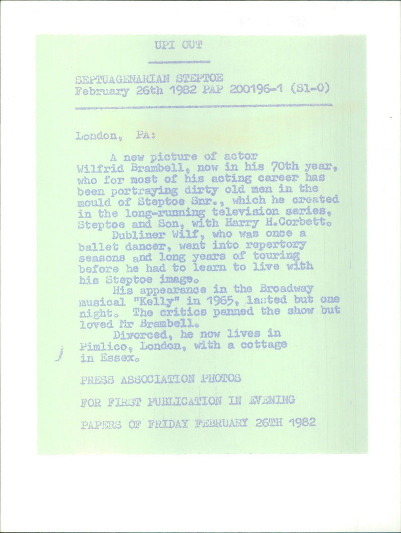 Wilfrid Brambell - Vintage Photograph