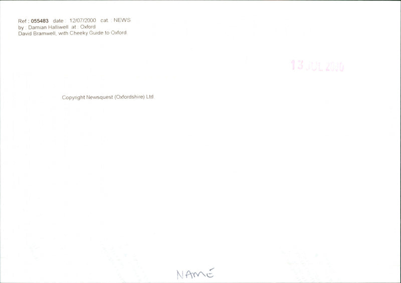 David Bramwell - Vintage Photograph