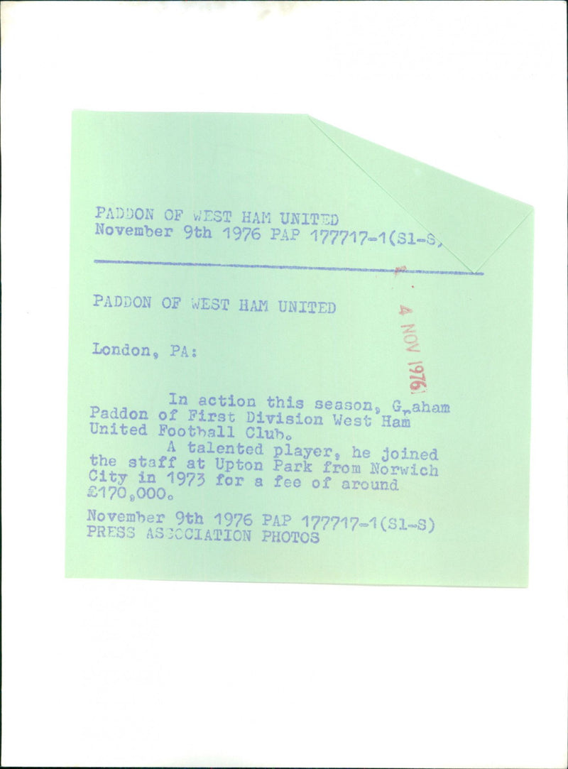 Graham Paddon - Vintage Photograph