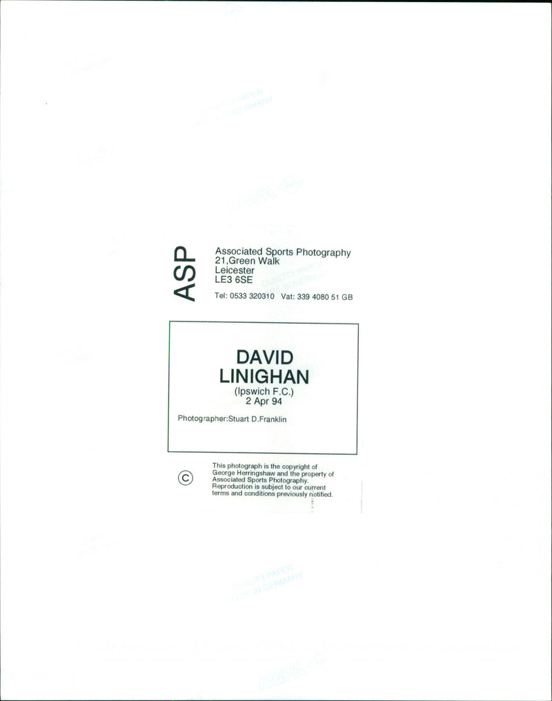 David Linighan - Vintage Photograph