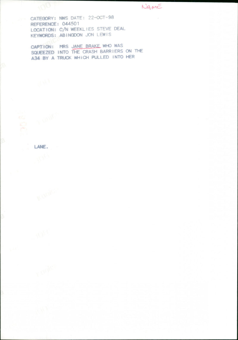 Jane Brake - Vintage Photograph