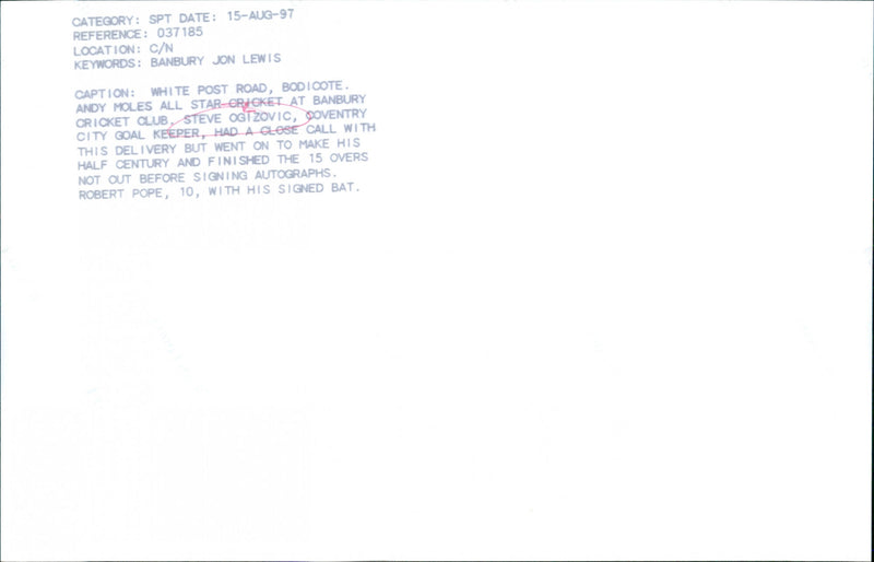 Steve Ogrizovic - Vintage Photograph