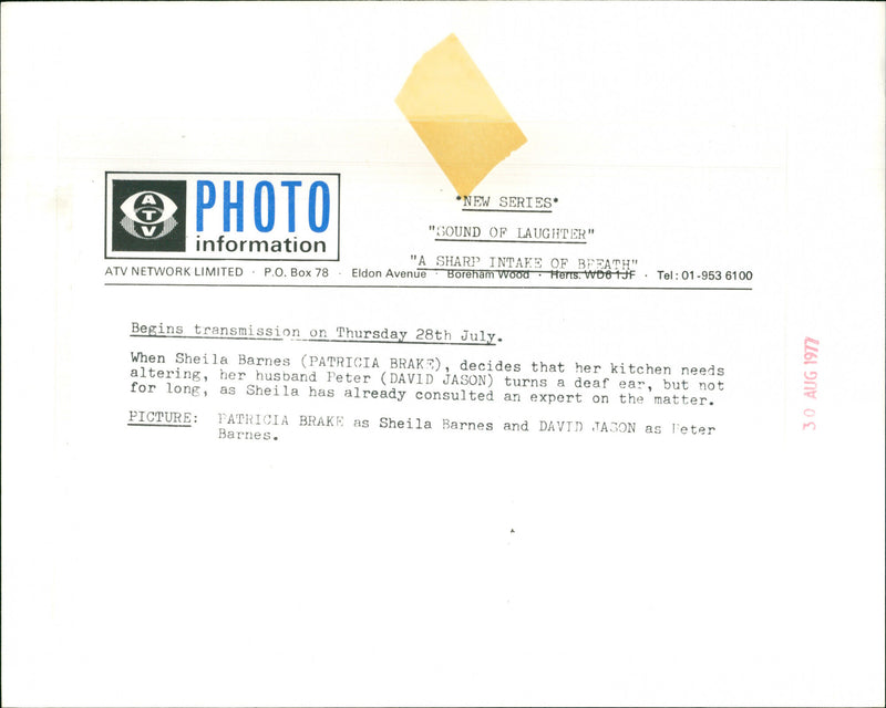 Patricia Brake and David Jason - Vintage Photograph