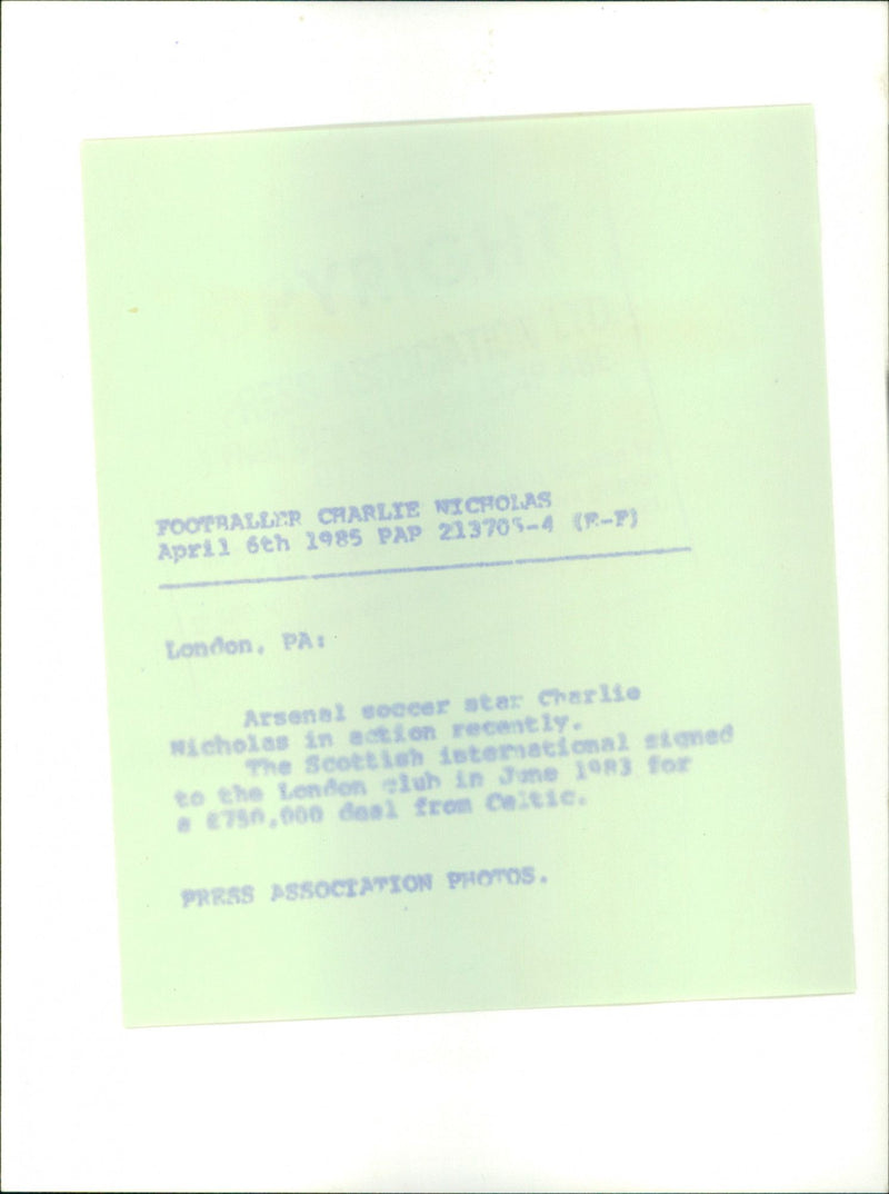 Charlie Nicholas - Vintage Photograph