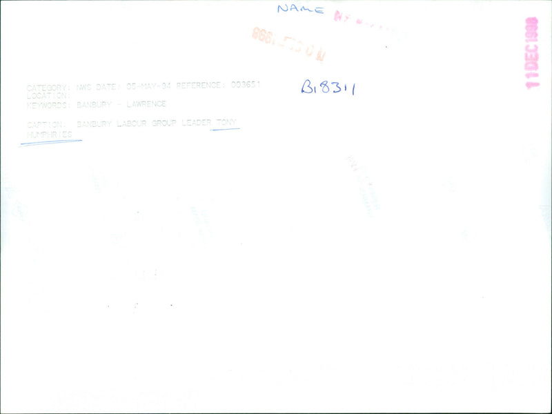 Tony Humphries - Vintage Photograph