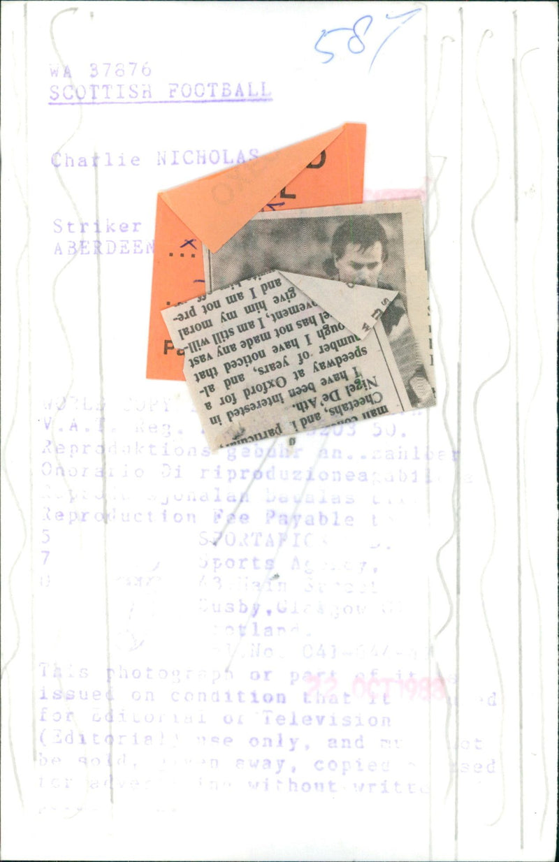 Charlie Nicholas - Vintage Photograph