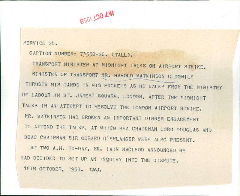 Harold Watkinson - Vintage Photograph