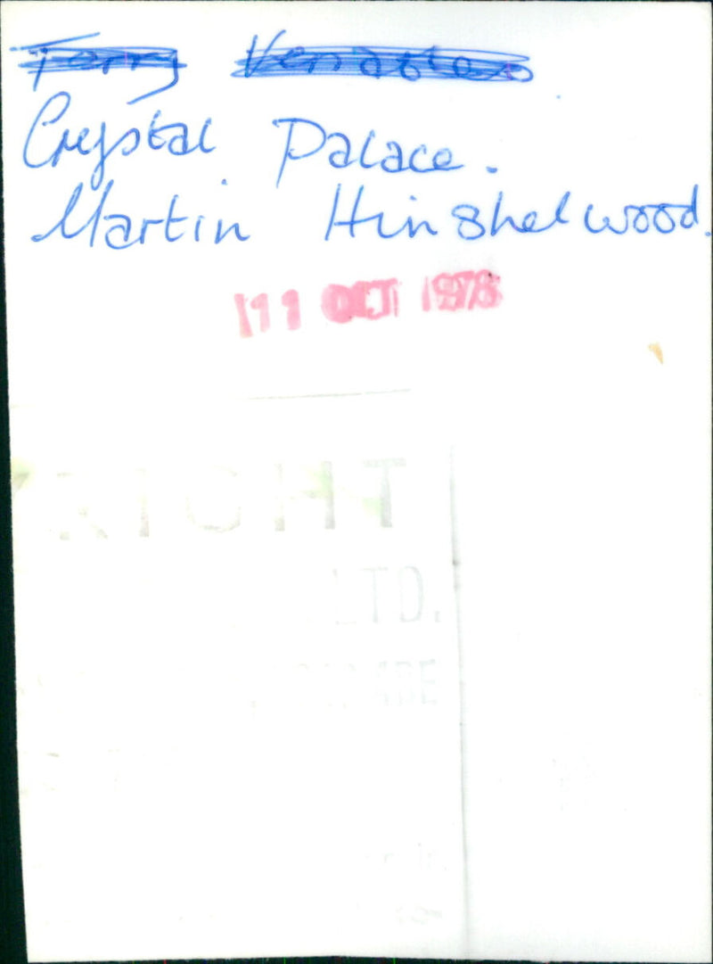 Martin Hinshelwood - Vintage Photograph