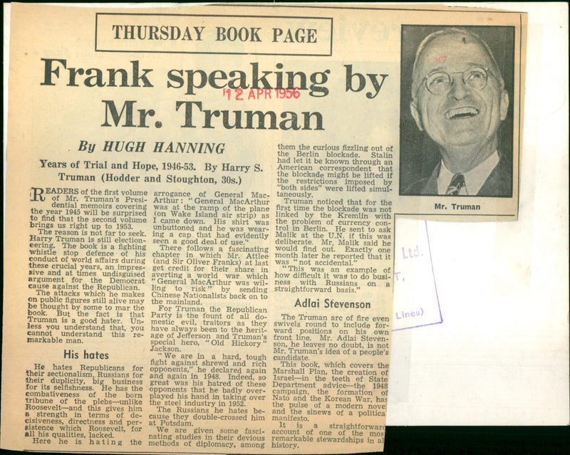 Harry S. Truman - Vintage Photograph