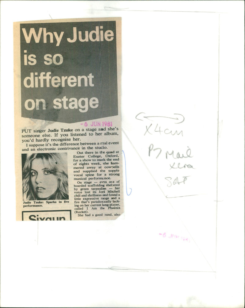 Judie Tzuke - Vintage Photograph