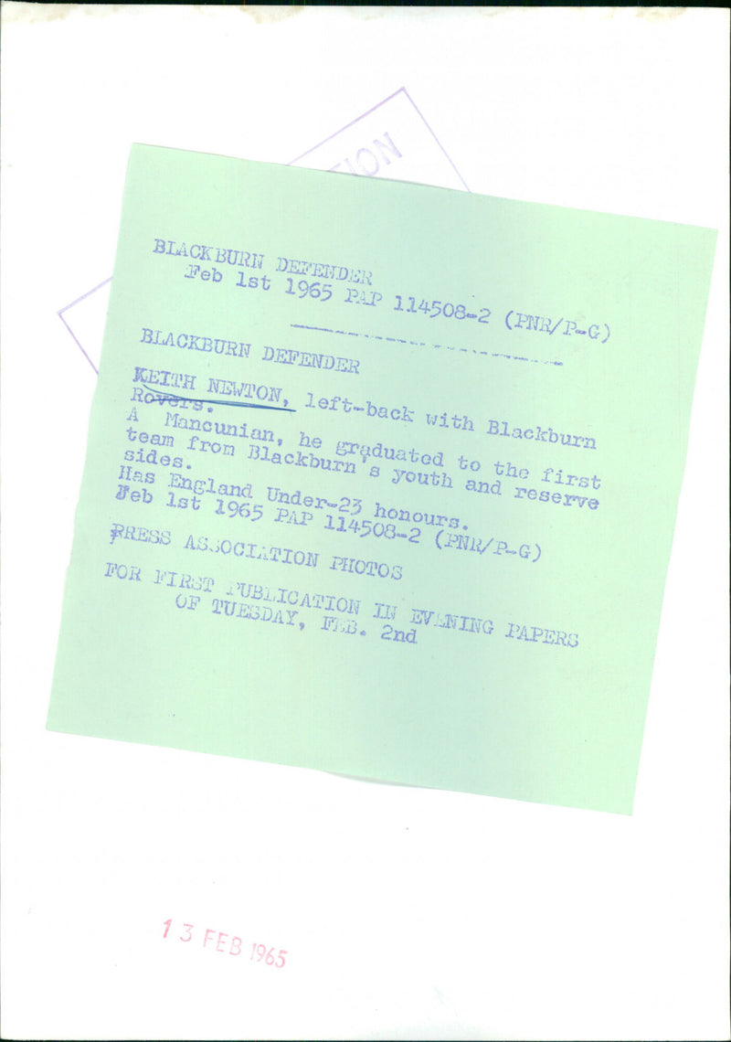 Keith Newton - Vintage Photograph