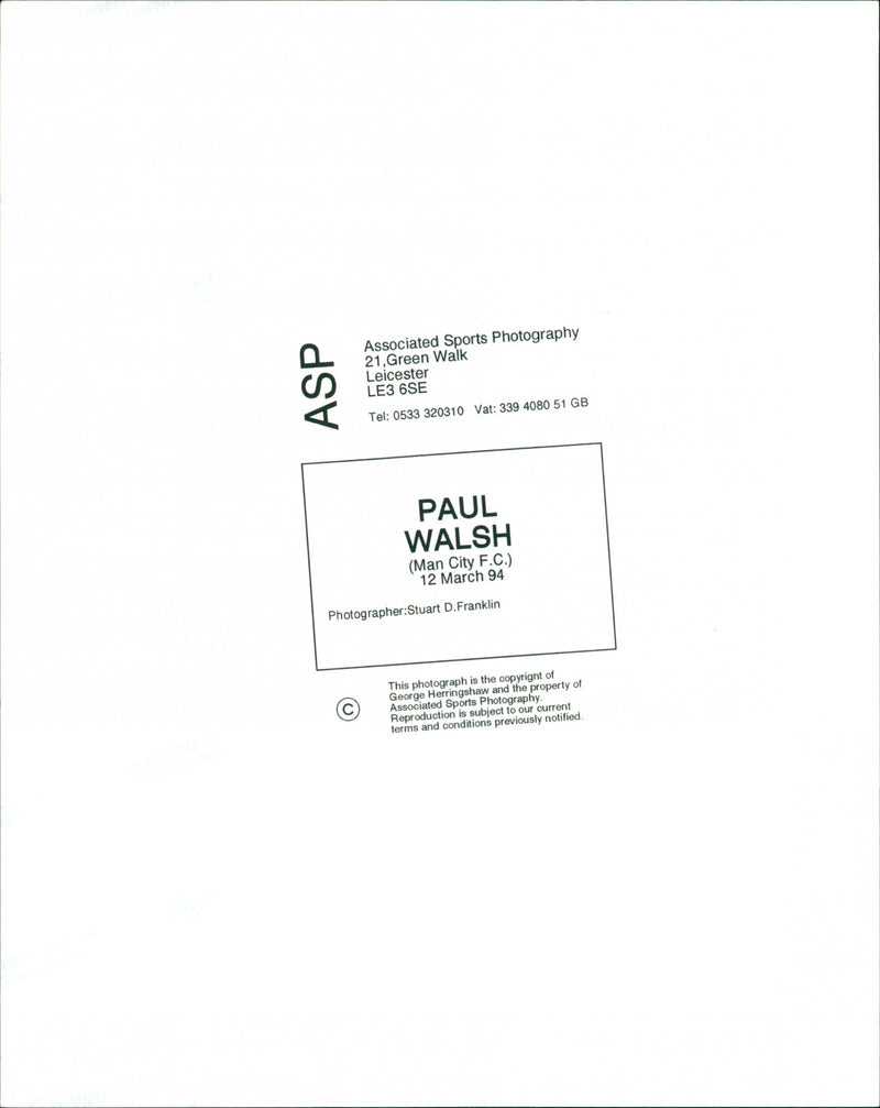 Paul Walsh - Vintage Photograph