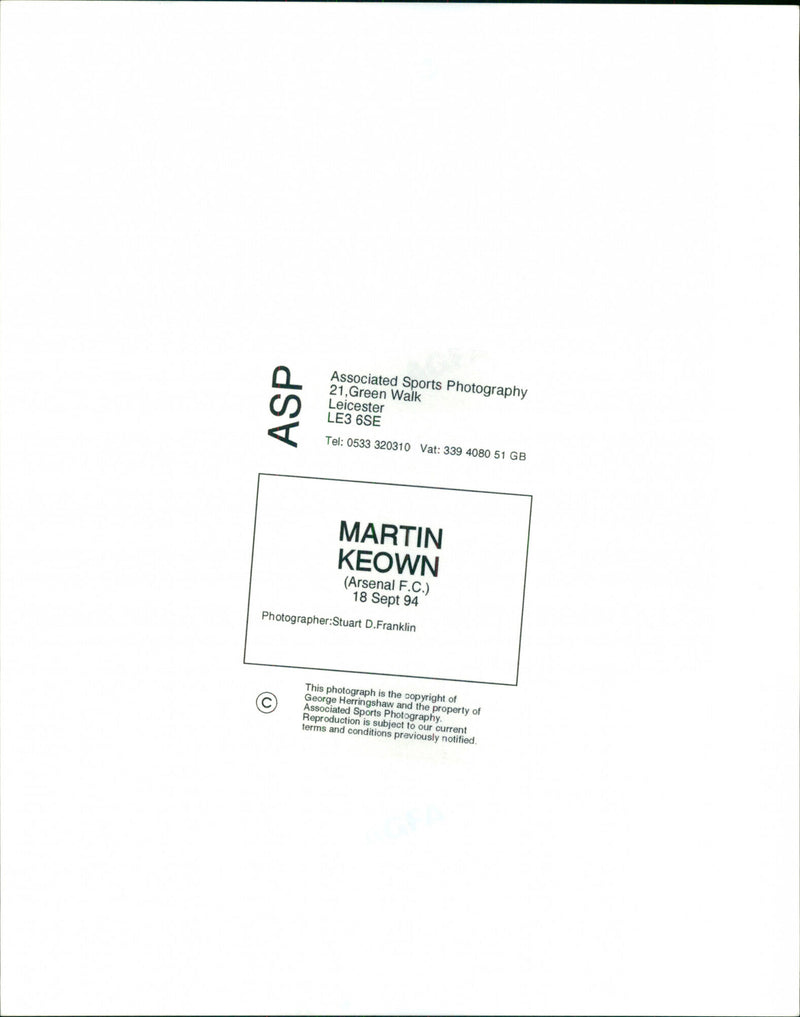 Martin Keown - Vintage Photograph