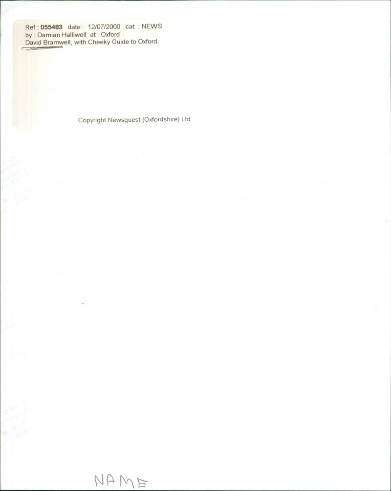 David Bramwell - Vintage Photograph