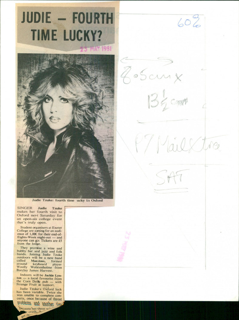 Judie Tzuke - Vintage Photograph