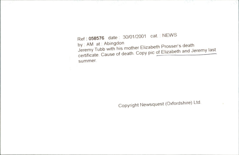 Jeremy Tubb - Vintage Photograph