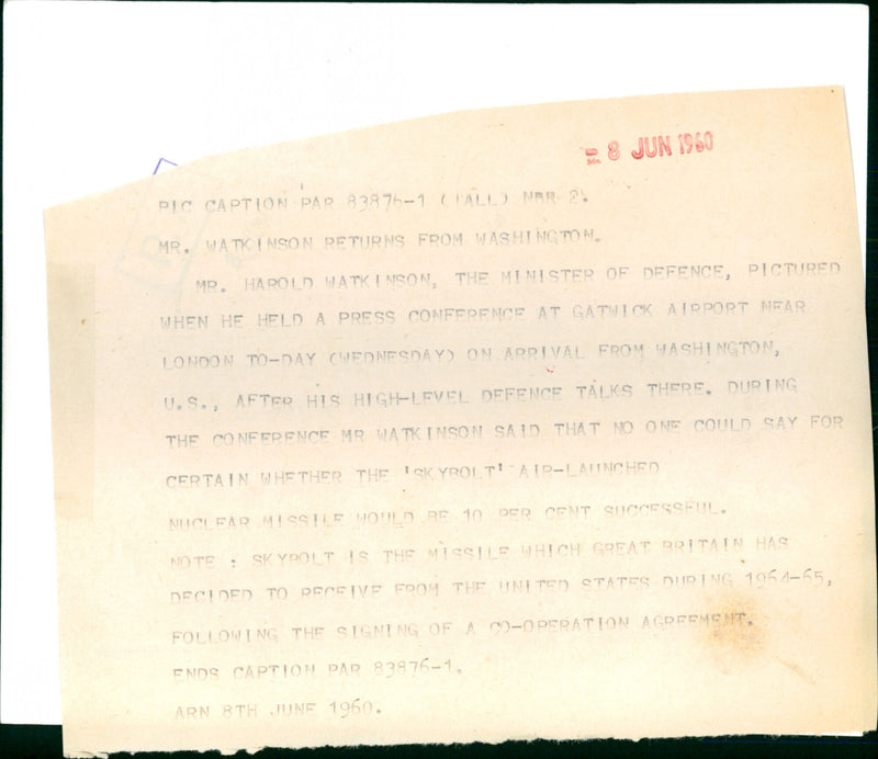 Harold Watkinson - Vintage Photograph