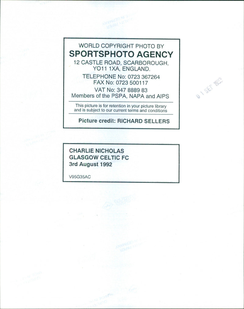 Charlie Nicholas - Vintage Photograph