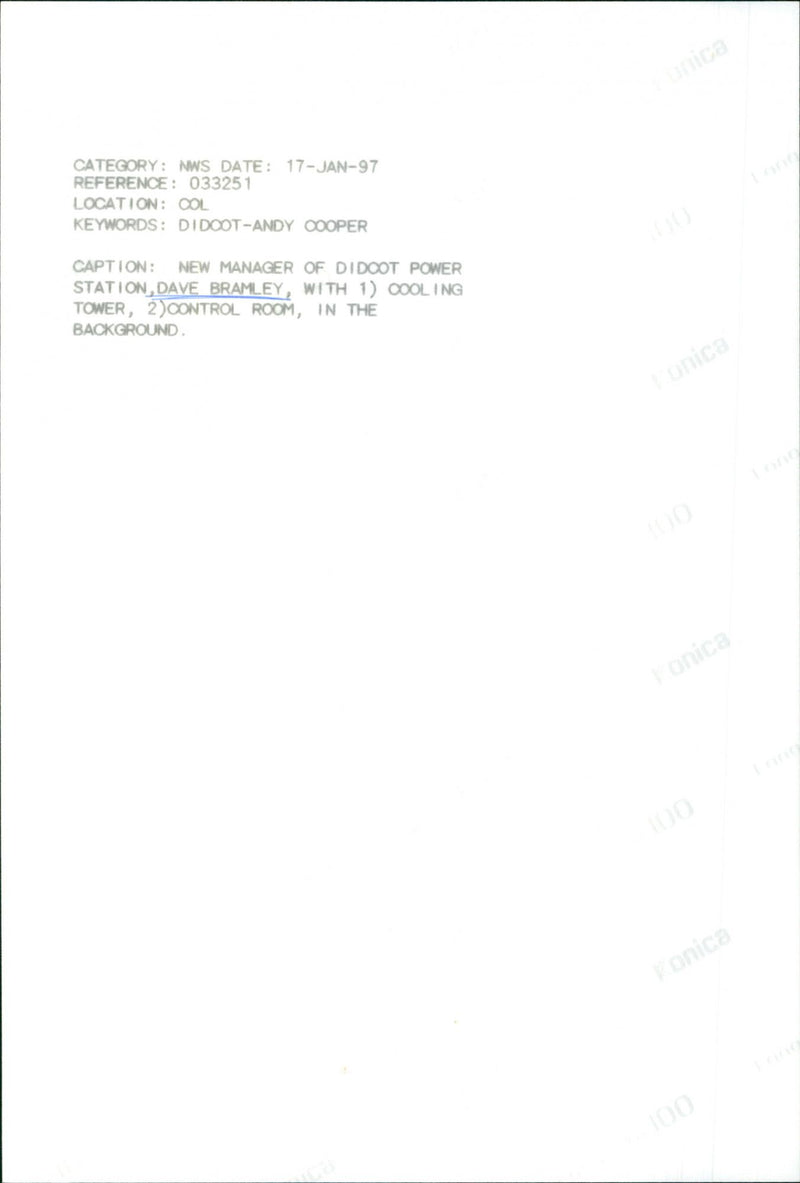 Dave Bramley - Vintage Photograph