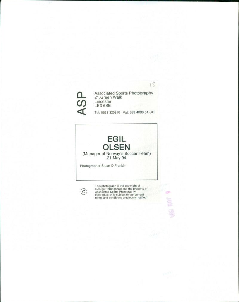 Egil Olsen - Vintage Photograph