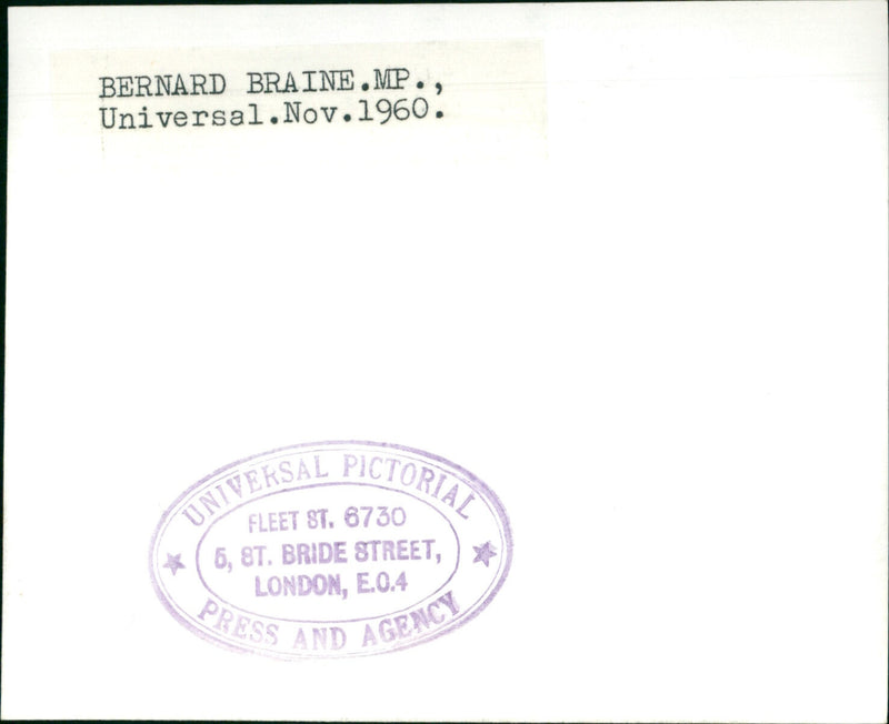 Bernard Braine MP - Vintage Photograph