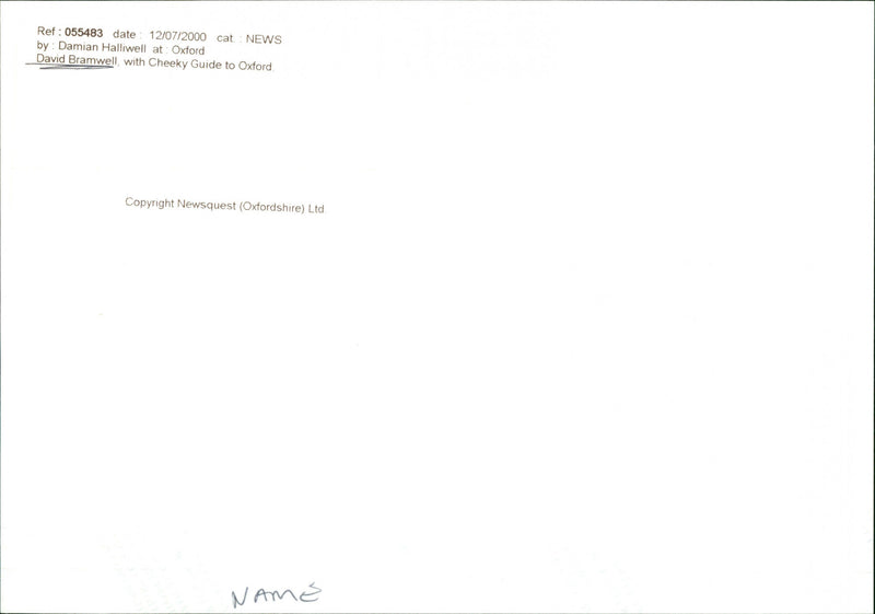 David Bramwell - Vintage Photograph