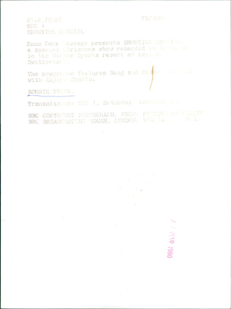 Bonnie Tyler - Vintage Photograph