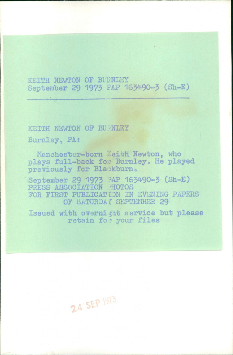 Keith Newton - Vintage Photograph